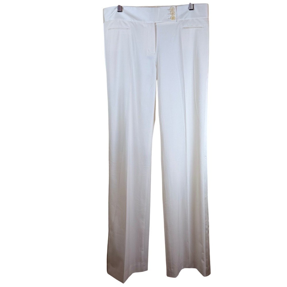 BCBGMAXAZRIA Satin Straight Leg Tuxedo Stripe Pants Womens 6 Mid Rise Party Glam